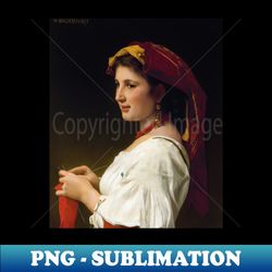 The Little Knitter by William-Adolphe Bouguereau - Exclusive PNG Sublimation Download - Unleash Your Inner Rebellion