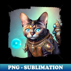 Brown Cat in Steampunk Suit - Exclusive PNG Sublimation Download - Bold & Eye-catching