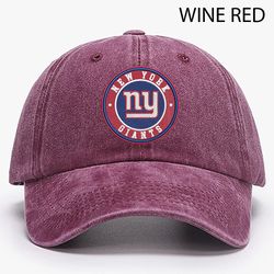 NFL New York Giants Embroidered Distressed Hat, NFL Giants Logo Embroidered Hat, NFLFootball Team Vintage Hat
