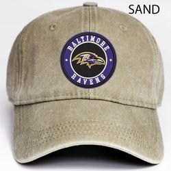 nfl baltimore ravens embroidered distressed hat, nfl ravens logo embroidered hat, nflfootball team vintage hat