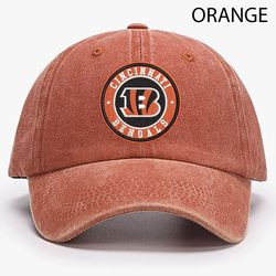 NFL Cincinnati Bengals Embroidered Distressed Hat, NFL Bengals Logo Embroidered Hat, NFLFootball Team Vintage Hat