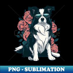 Border Collie Dog and Flower - Premium PNG Sublimation File - Spice Up Your Sublimation Projects