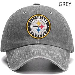 NFL Pittsburgh Steelers Embroidered Distressed Hat, NFL Steelers Logo Embroidered Hat, NFLFootball Team Vintage Hat