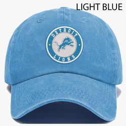 NFL Detroit Lions Embroidered Distressed Hat, NFL Lions Logo Embroidered Hat, NFLFootball Team Vintage Hat