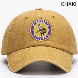 NFL Minnesota Vikings Embroidered Distressed Hat, NFL Vikings Logo Embroidered Hat, NFLFootball Team Vintage Hat