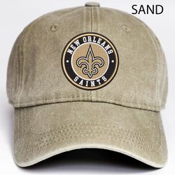 NFL New Orleans Saints Embroidered Distressed Hat, NFL Saints Logo Embroidered Hat, NFLFootball Team Vintage Hat