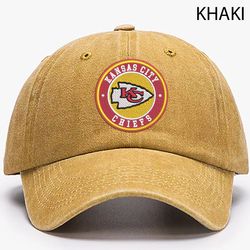 NFL Kansas City Chiefs Embroidered Distressed Hat, NFL Chiefs Logo Embroidered Hat, NFL Football Team Vintage Hat