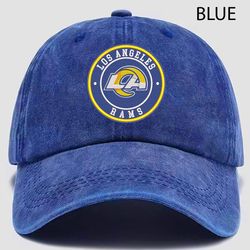 NFL Los Angeles Rams Embroidered Distressed Hat, NFL Rams Logo Embroidered Hat, NFL Football Team Vintage Hat