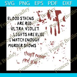 Blood Stains Are Red Utra Violet Lights Are Blue Svg, Trending Svg, Murder Shows Svg, Criminal Minds Quotes, Crime Shows