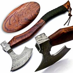 custom hand forged damascus steel viking bearded hatchet tomahawk outdoor axe