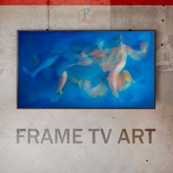 Samsung Frame TV Art Digital Download, Frame TV Art Abstraction, Frame TV art modern, TV art stylized human, blue water