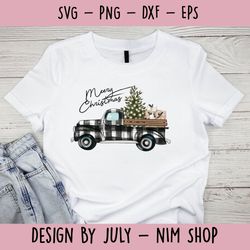 Merry Christmas, Truck Sublimation, Buffalo Plaid Png, Digital Illustration, Sublimation File, Christmas Png
