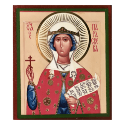 Saint Paraskevi | Handmade  Orthodox icon of St Paraskevi of Rome | Byzantine art wall hanging icon plaque |
