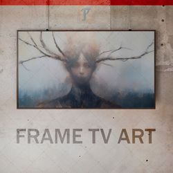 Samsung Frame TV Art Digital Download, Frame TV Art avant-garde, Frame TV art modern, frightening man, tree branch horns