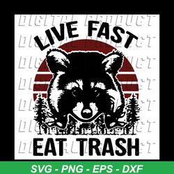 Live Fast Eat Trash Svg, Trending Svg, Live Fast Svg, Raccoon Svg, Retro Raccoon Svg, Vintage Racoon Svg, Cute Raccoon S