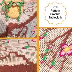 Compelling Pattern Fillet Crochet Tablecloth. Design for home.