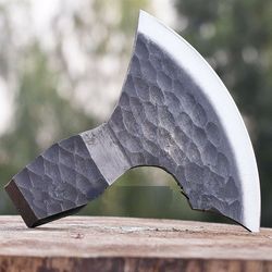 custom hand forged carbon steel viking tomahawk beautiful bearded axe head