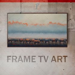 Samsung Frame TV Art Digital Download, Frame TV Art Muted Color,  Abstract landscape, Impressionist Brushwork, elephants