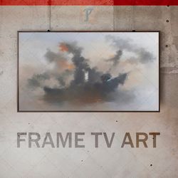 Samsung Frame TV Art Digital Download, Frame TV Art Muted Color,  Abstract landscape, Impressionist Brushwork, smoke