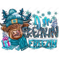 I'm freakin freezin Png Sublimation Design, hello winter Png, freezing season, Cow Png, Winter Png, Snwoman, Christmas p