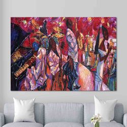 African Jazz Art, African Canvas, Jazz Wall Art, Jazz Oil Painting Canvas, Pianist Wall Art, Musician Canvas, Saxophone