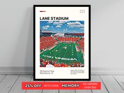 Lane Stadium Virginia Tech Hokies Poster NCAA Art NCAA Stadium Poster Oil Painting Modern Art Travel