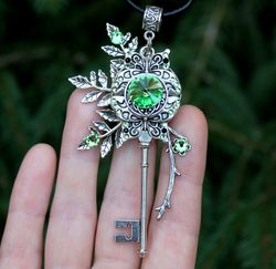 handmade unique  fantasy swarovski key necklace butterflies