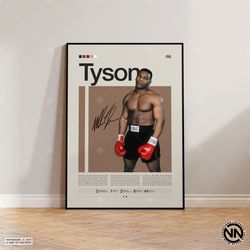 mike tyson poster, boxing poster, sports poster, boxing wall art, mid-century modern, motivational poster, sports bedroo