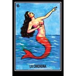 La Chichona Mermaid Loteria Card Svg, Trending Svg, La Sirena Svg