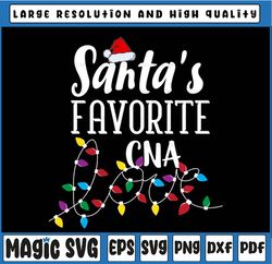 San-ta Favorite CNA Christmas lights San-ta SVG Xmas,Silhouette Cricut Vinyl Cut File Winter Holiday Certified Nursing A
