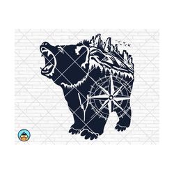 bear mountain svg | bear svg | camping svg | grizzly bear svg | cut file | png | printable vector clip art | bear cut file | mountain svg