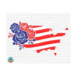 Floral American Flag SVG, Memorial Day Svg, 4th July Svg, American Flag Svg, Usa Flag svg, USA Svg, US State Svg, Cut File