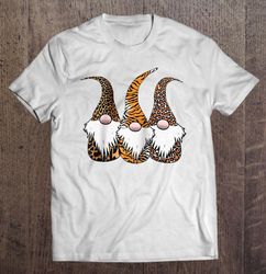 3 Nordic Gnomes Animal Print Leopard Cheetah Tiger Stripes Raglan Baseball Tee Shirt
