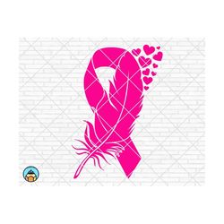 Feather Pink Ribbon svg, Breast Cancer svg, Cancer Awareness svg, Cancer Survivor svg, Cancer svg, Fight Cancer svg, Cricut, Silhouette, PNG