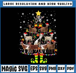 Goat Christmas Pajama Xmas Goats Tree Lights San-ta Hat Png, Christmas Goats Png,Merry Christmas Png,Christmas Animal Pn