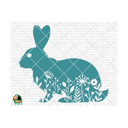Floral Bunny SVG, Bunny Svg, Spring Svg, Easter Svg, Spring Design for Shirts, Spring Quotes, Spring Cut Files, Cricut, Silhouette, Png