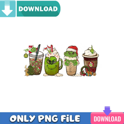 Grinch Santa Coffee PNG Perfect Sublimation Design Download