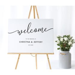 EDITABLE Wedding Welcome Sign, Printable Script Welcome Poster Template, Calligraphy Font Wedding Welcome Large Poster,