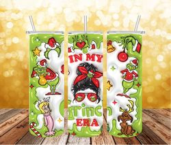3D The Grinch Christmas 20 Oz Skinny Tumbler Png, Grinch Png, Christmas 20oz Tumbler Wrap, Grinch Christmas Movies Png