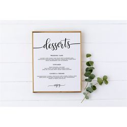 Minimalist Wedding Dessert Menu Sign, EDITABLE, Printable Calligraphy Dessert Sign, Modern Menu Template, Simple Menu Si