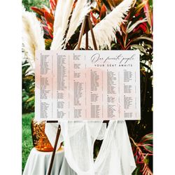 Alphabetical Wedding Seating Chart, EDITABLE Template, Printable Blush Watercolor Table Poster Sign, DIY Modern Calligra