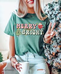 Merry and Bright Christmas Tree Shirt ,Holiday Shirt, Womens Christmas Shirt, Merry and Bright, Christmas Tee, Family Ch