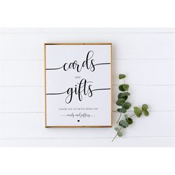 Wedding Cards and Gifts Sign, EDITABLE, Printable Template, Modern Cards & Gifts Sign, Calligraphy, Simple, 8x10, Shower
