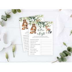 Woodland The Price is Right Game, EDITABLE, Printable Baby Brunch Activities, Greenery Shower Template, Neutral Baby Gam