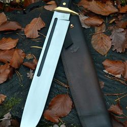 Awesome Handmade Carbon steel 18.0 inches Bowie knife with Leather Sheath