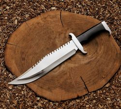 Handcrafted Rambo Bowie Knife | Stainless Steel Black Bull Horn Bowie | Gift for him
