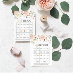Wildflower Baby Bingo Game, EDITABLE, Printable Boho Baby Brunch Activities, Red & Pink Floral Shower Template, Instant