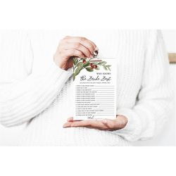 Christmas Who knows the Bride Best Game, EDITABLE Template, Printable How well do you know the Bride, Cozy Winter Floral