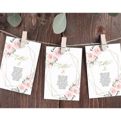 Blush Pink Flowers Seating Chart Small Pages, EDITABLE Template, Boho Find Your Seat Cards, DIY Floral Printable Plan, E