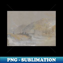 Foul by God- River Landscape with Anglers Fishing From a Weir by JMW Turner - Instant PNG Sublimation Download - Bring Your Designs to Life